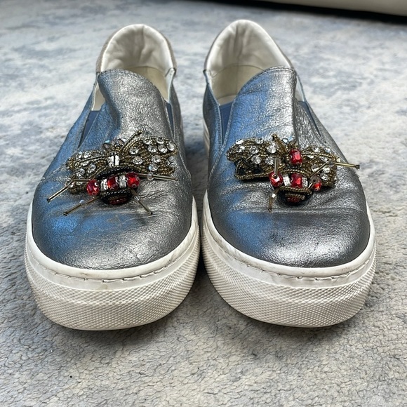 Valentina Rangoni Samurai Fashion Loafer Sneakers Metallic Silver Moth Beetle 9 - Picture 5 of 16